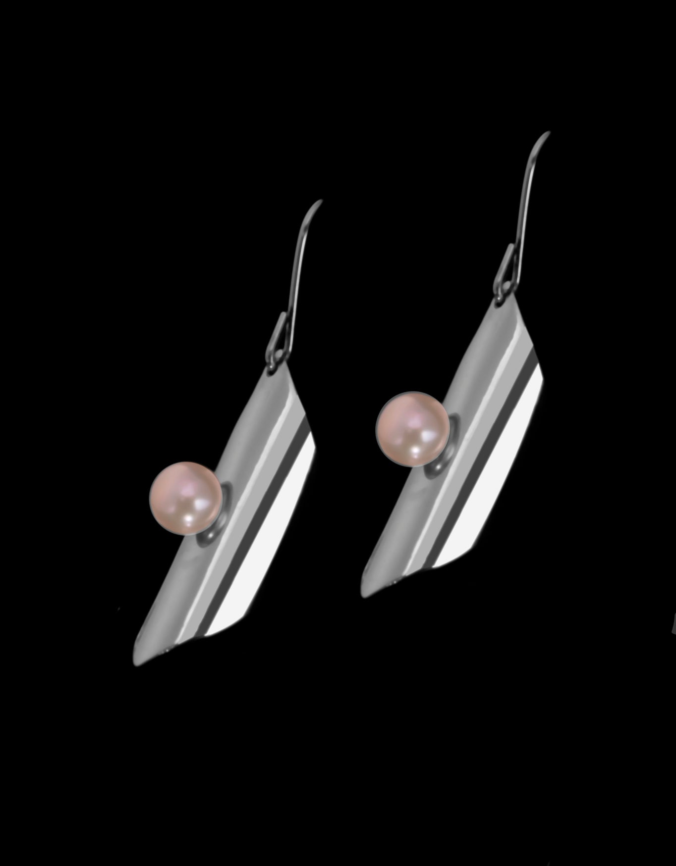 Sterling Silver Tube Earrings With Pearl