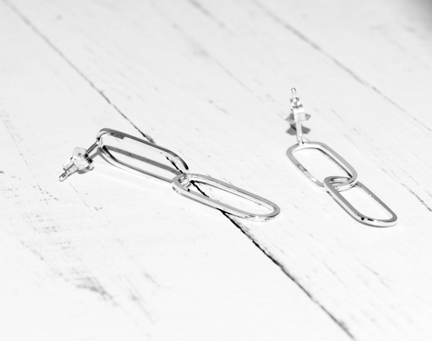 Sterling Silver Double Link Stud Earrings