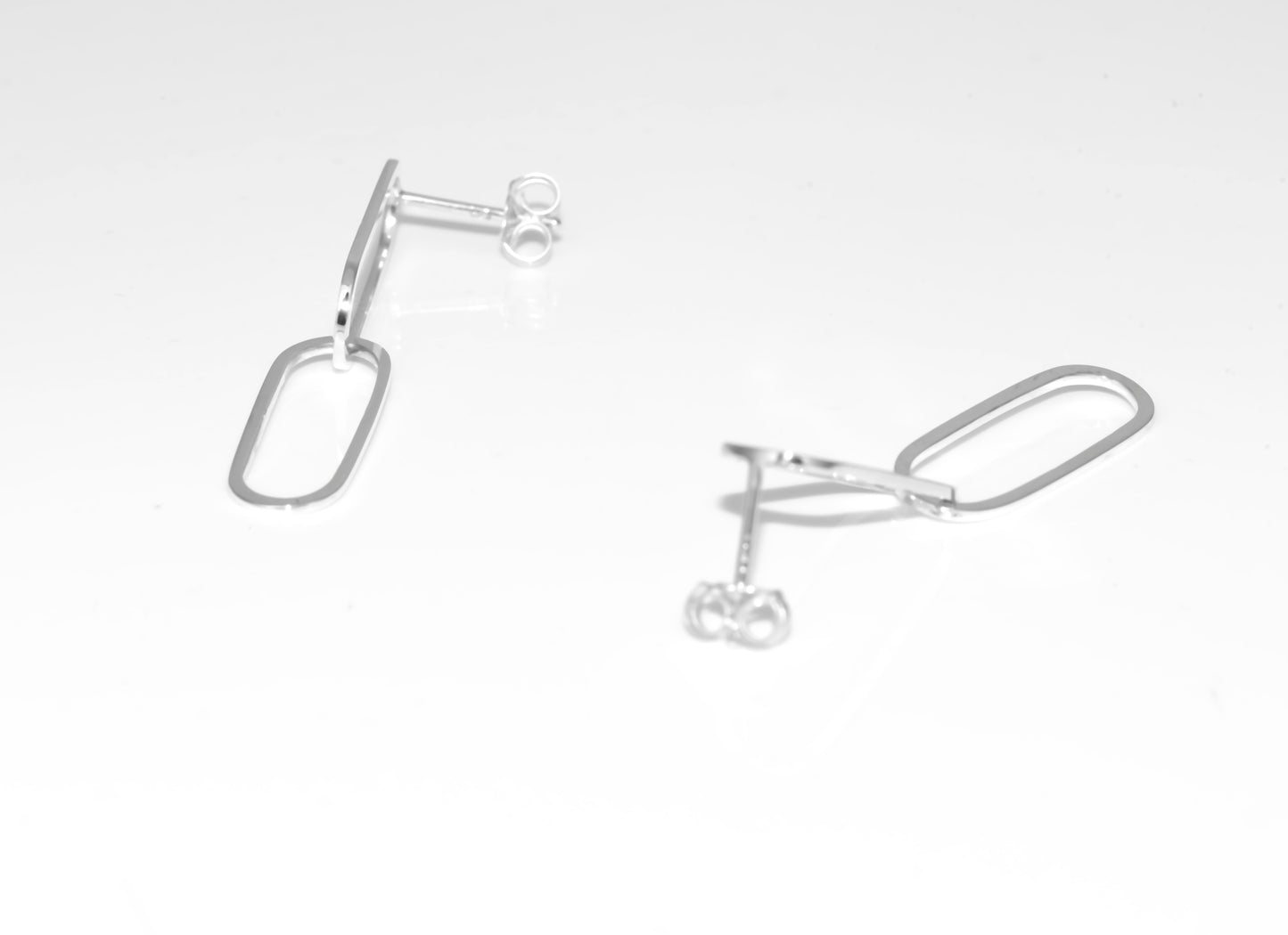 Sterling Silver Double Link Stud Earrings