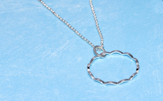 Sterling Silver Corrugated Hoop Necklace