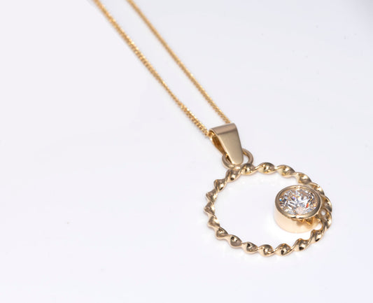 14K Yellow Gold Necklace With Lab Grown Diamond