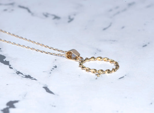 14K Yellow Gold Twisted Hoop Necklace