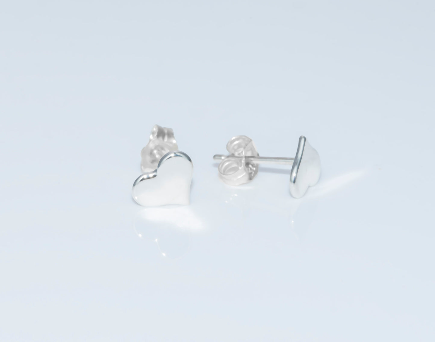 Sterling Silver Small Heart Stud Earrings