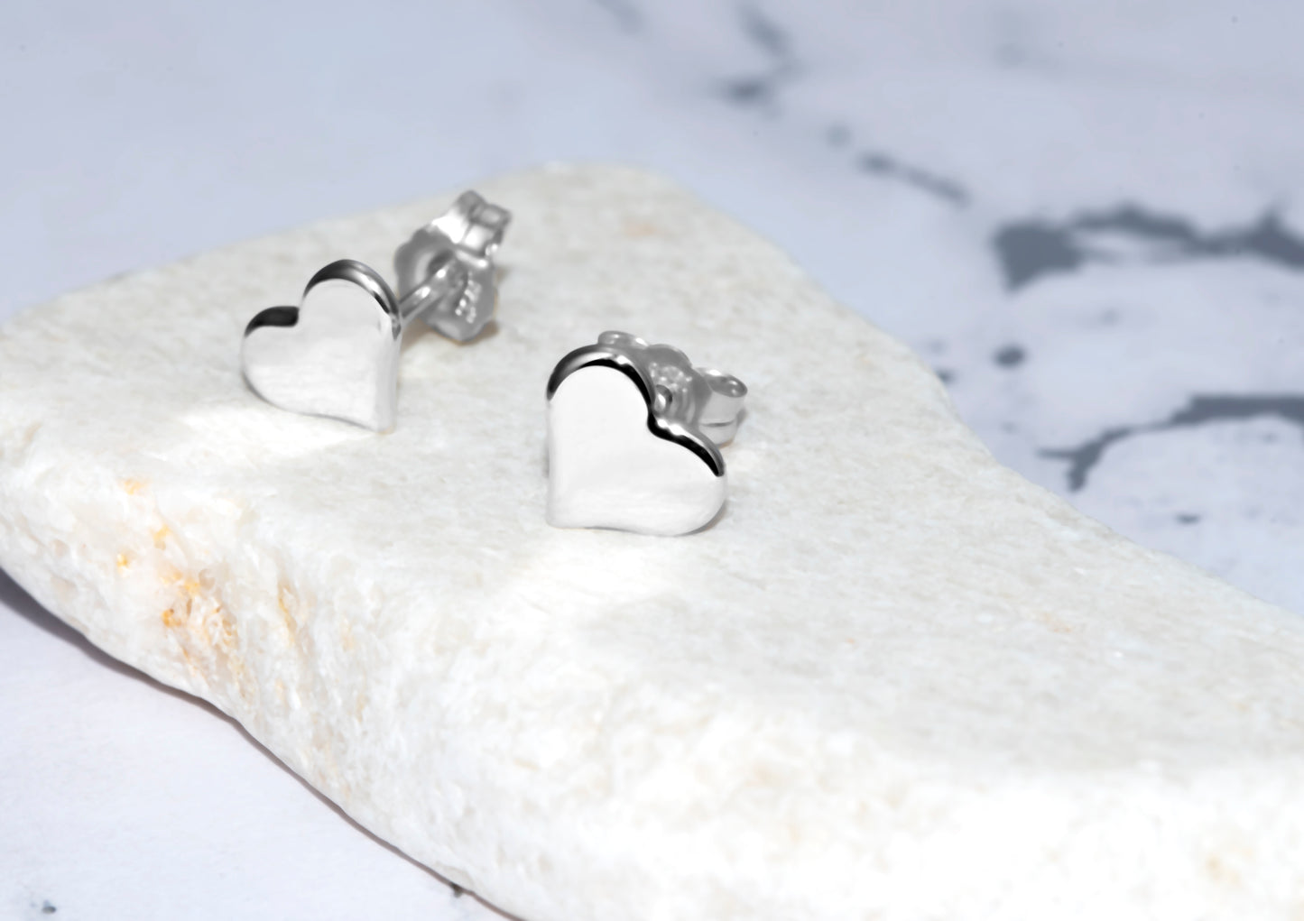 Sterling Silver Small Heart Stud Earrings