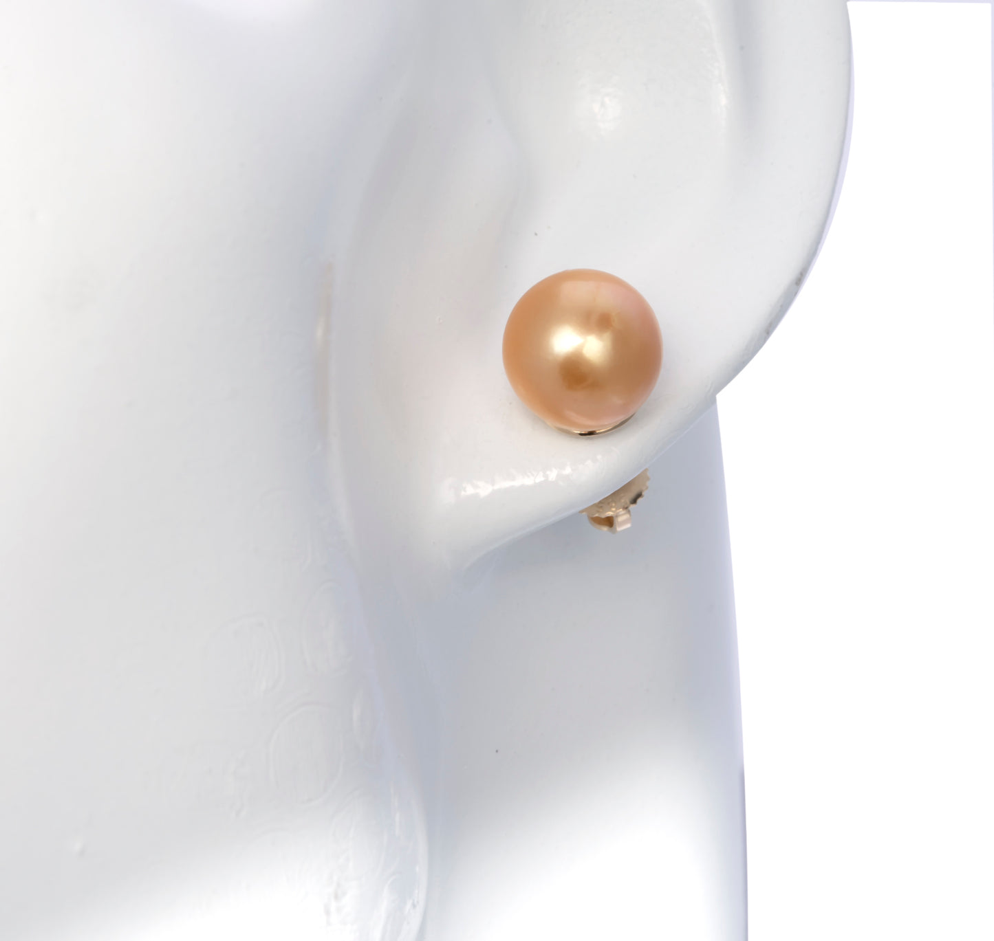 14K Yellow Gold Stud Earrings With Round Gold South Sea Pearls