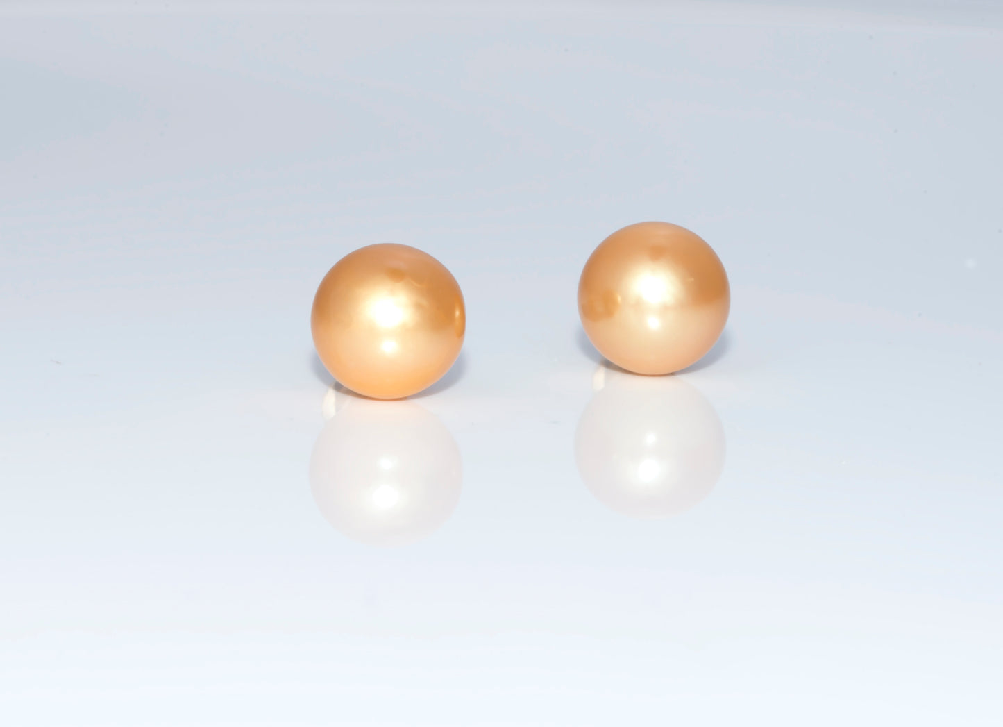 14K Yellow Gold Stud Earrings With Round Gold South Sea Pearls