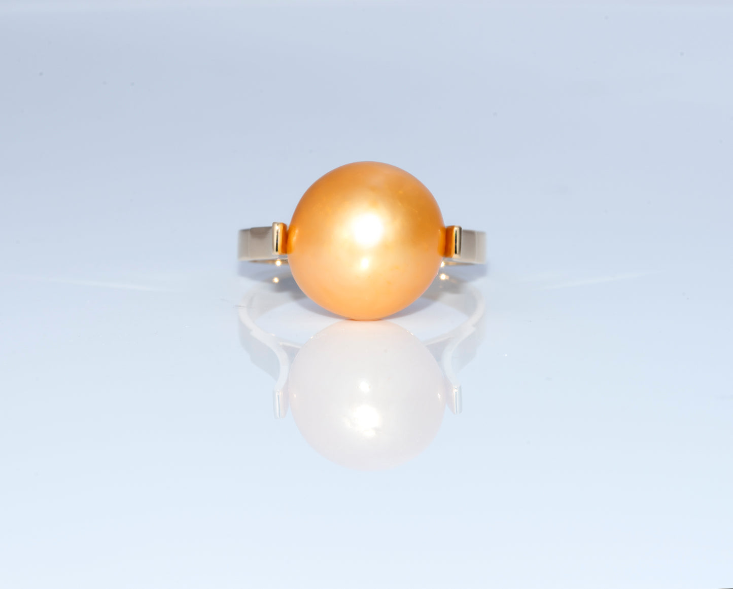 Handmade 14K Yellow Gold Open Shank Ring With Large Gold South Sea Pearl