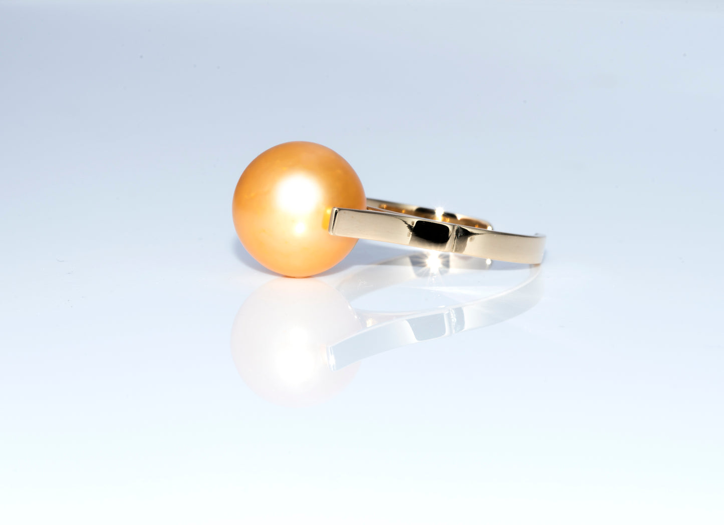 Handmade 14K Yellow Gold Open Shank Ring With Large Gold South Sea Pearl