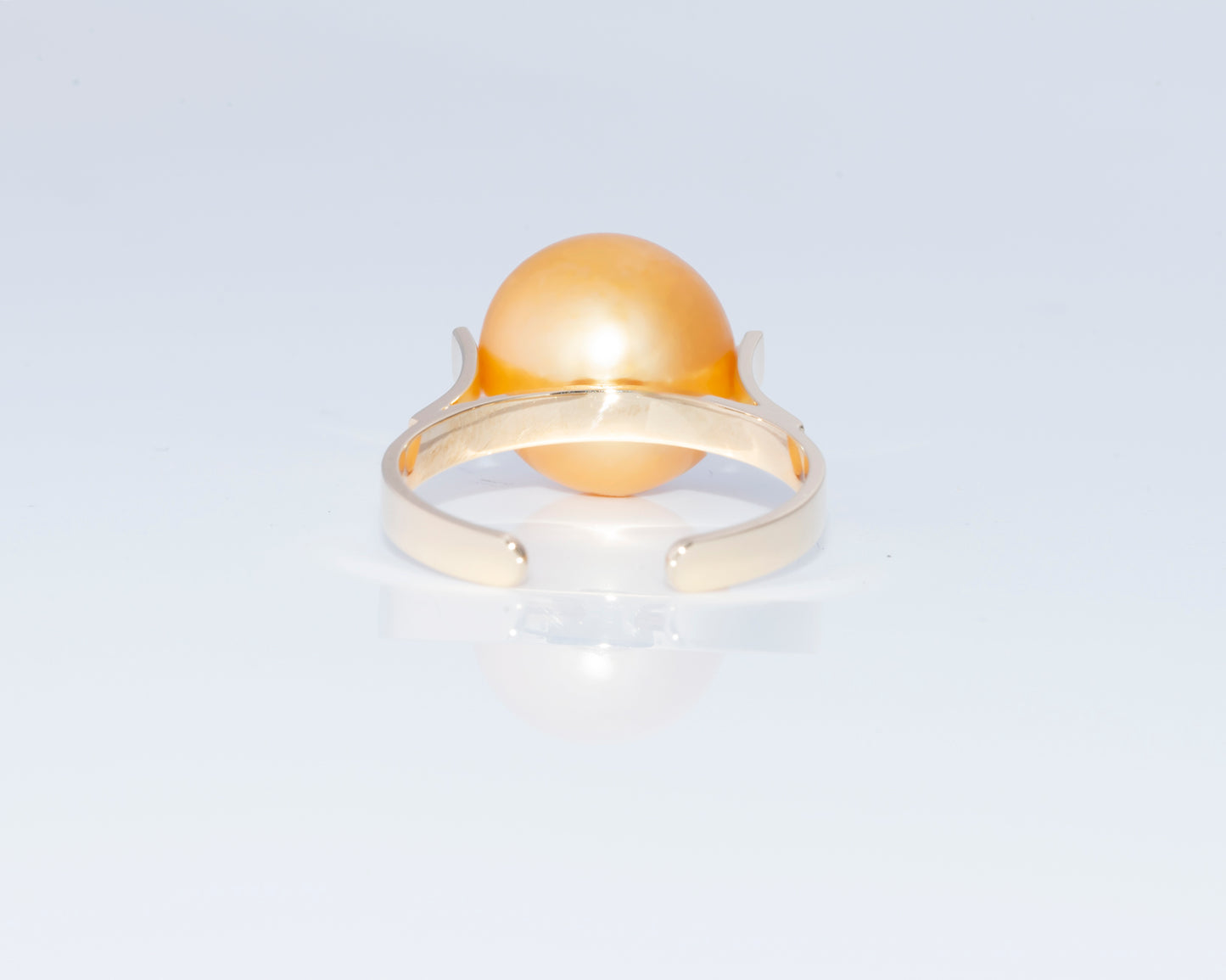 Handmade 14K Yellow Gold Open Shank Ring With Large Gold South Sea Pearl