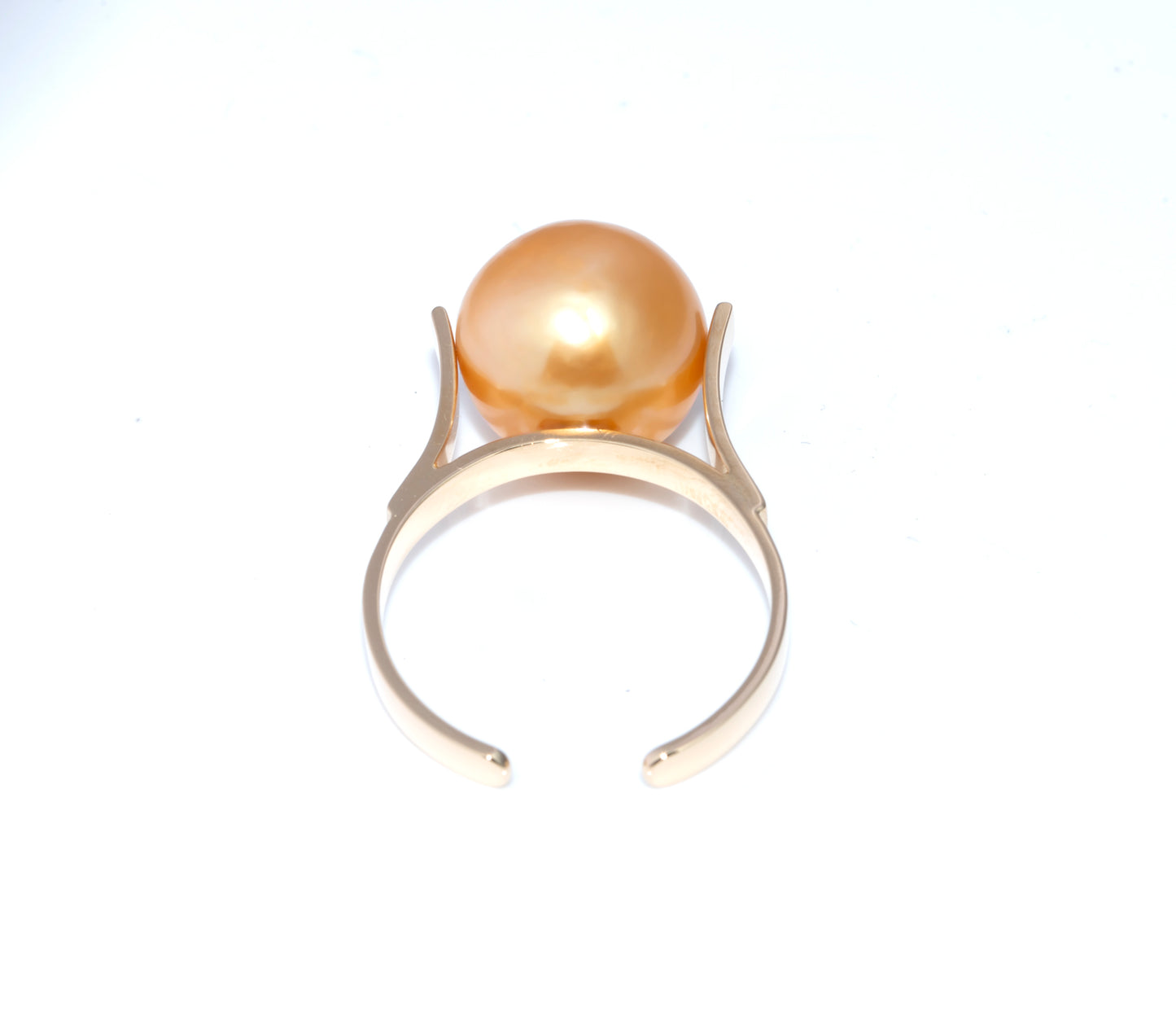 Handmade 14K Yellow Gold Open Shank Ring With Large Gold South Sea Pearl