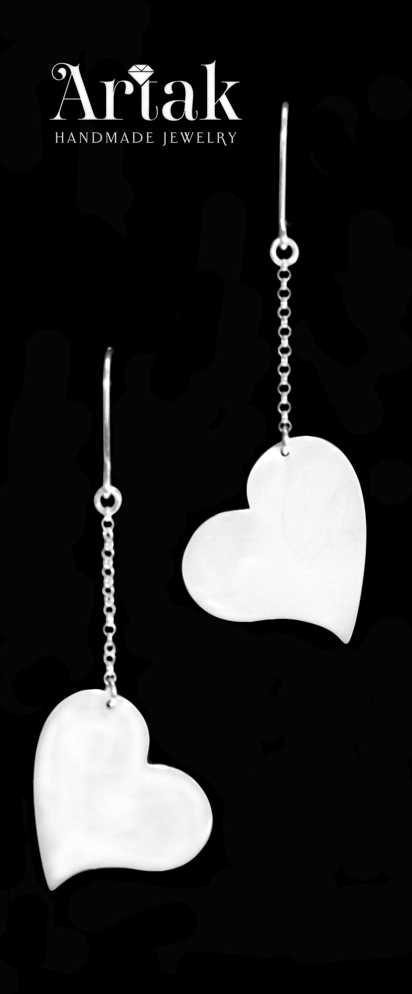 Sterling Silver Heart Shaped Drop Earrings