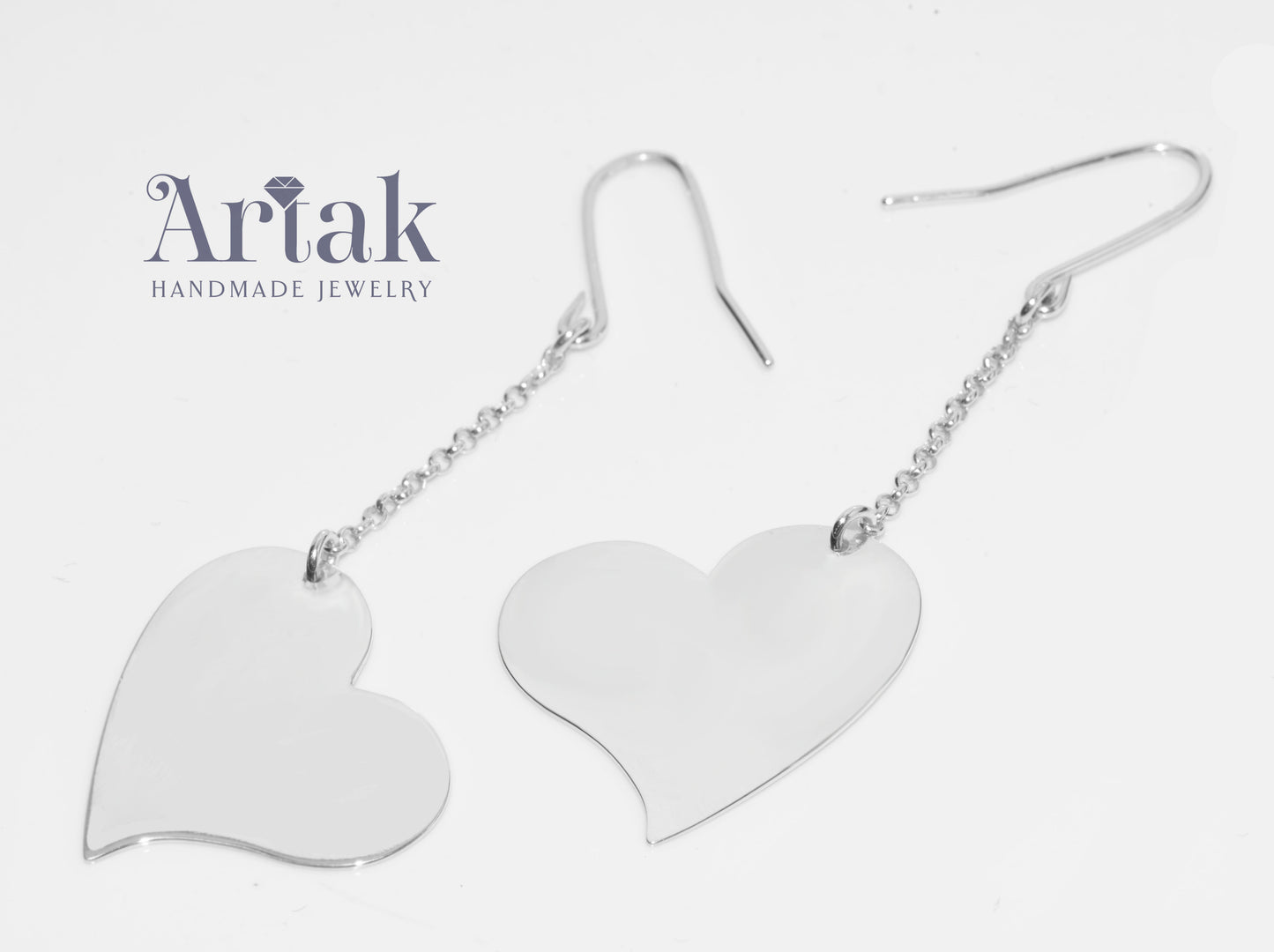 Sterling Silver Heart Shaped Drop Earrings