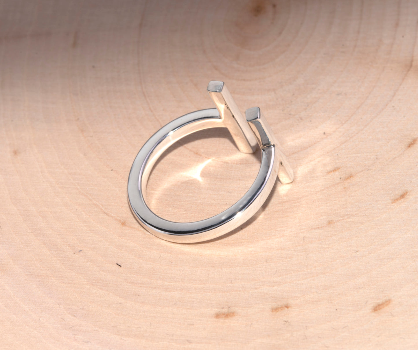 Sterling Silver open top T shape ring