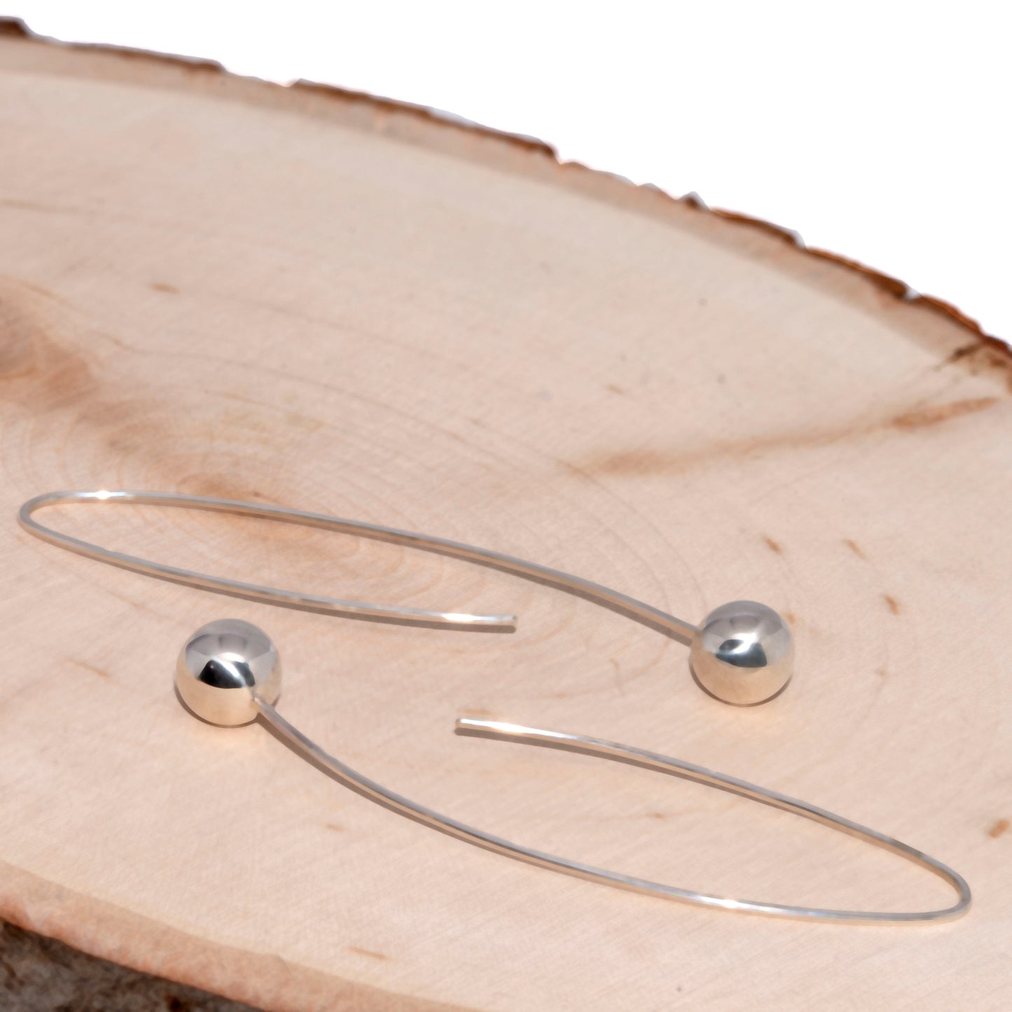 Sterling Silver Ball on a Thread Wire Earrings