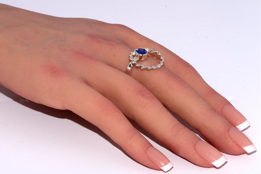 Sterling Silver Twisted Wire Hoop Ring with Cubic Zirconia