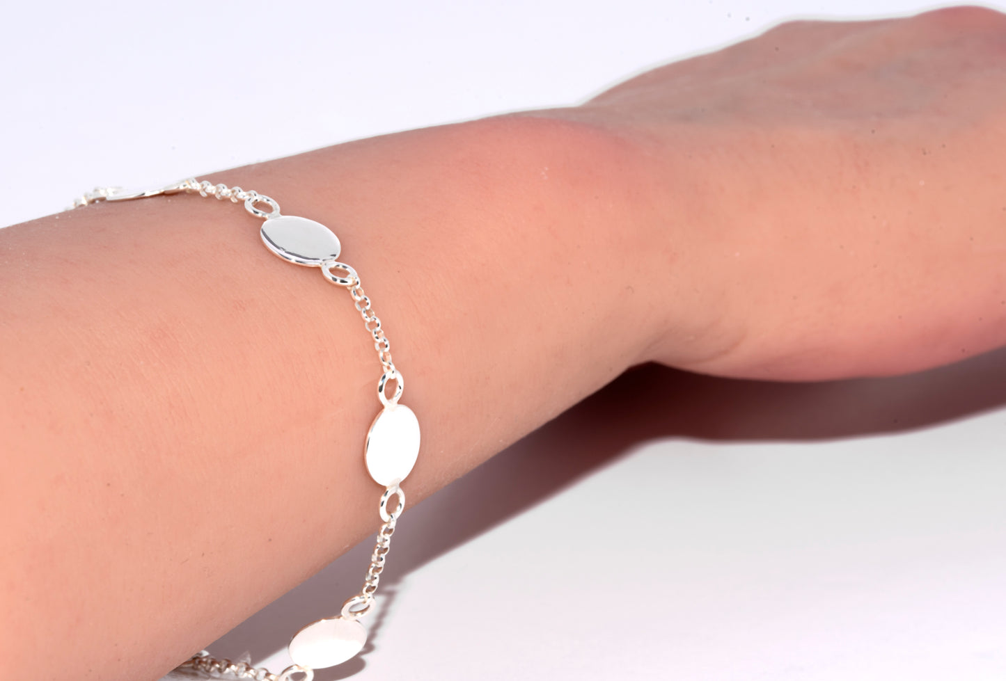 Sterling Silver Round Disc Bracelet