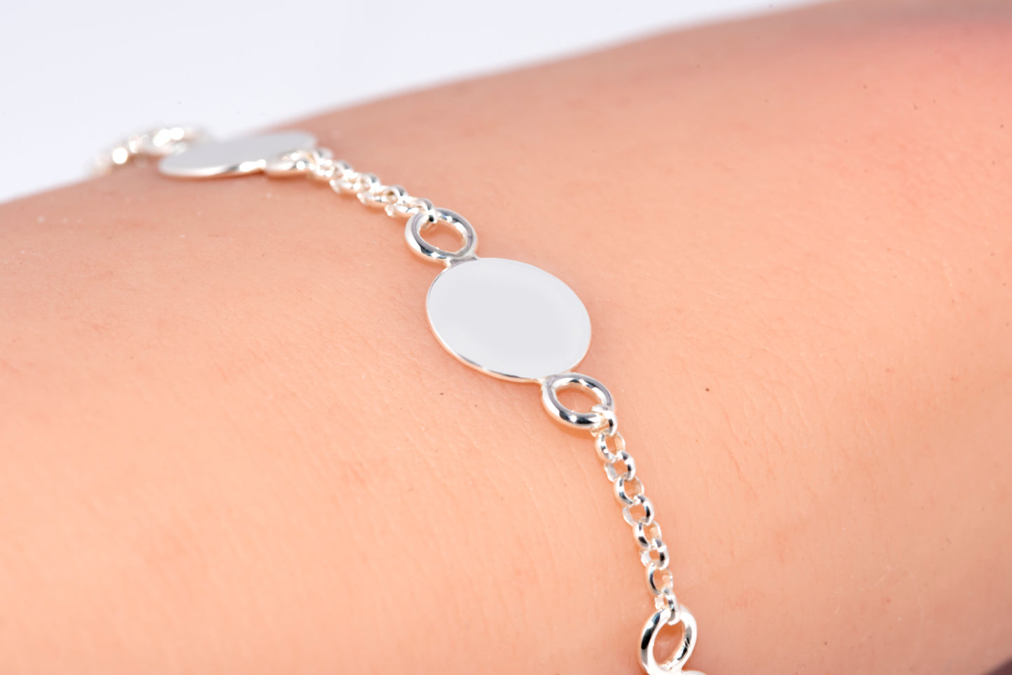 Sterling Silver Round Disc Bracelet