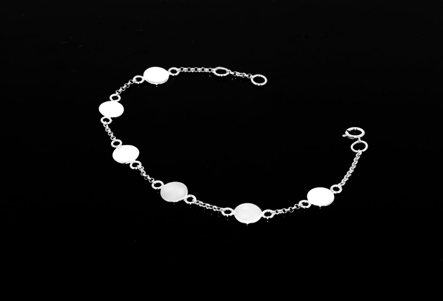 Sterling Silver Round Disc Bracelet