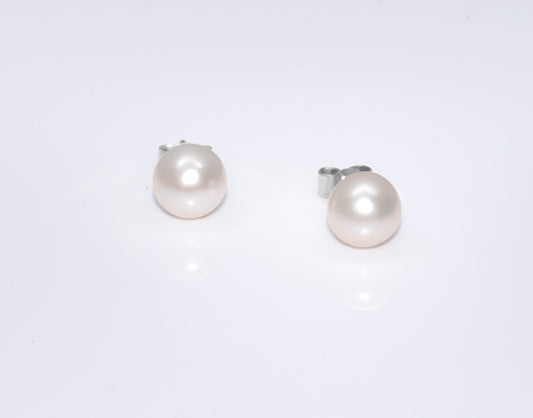 Sterling Silver Pearl Stud Earrings