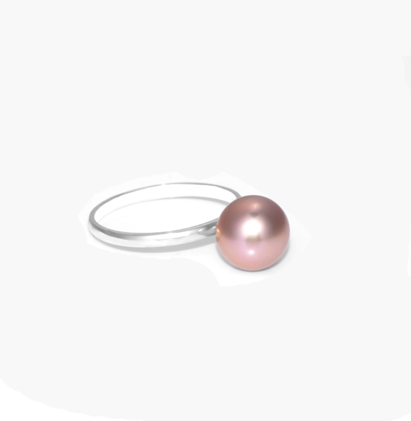 Sterling Silver Ring With Round Lavender Pearl