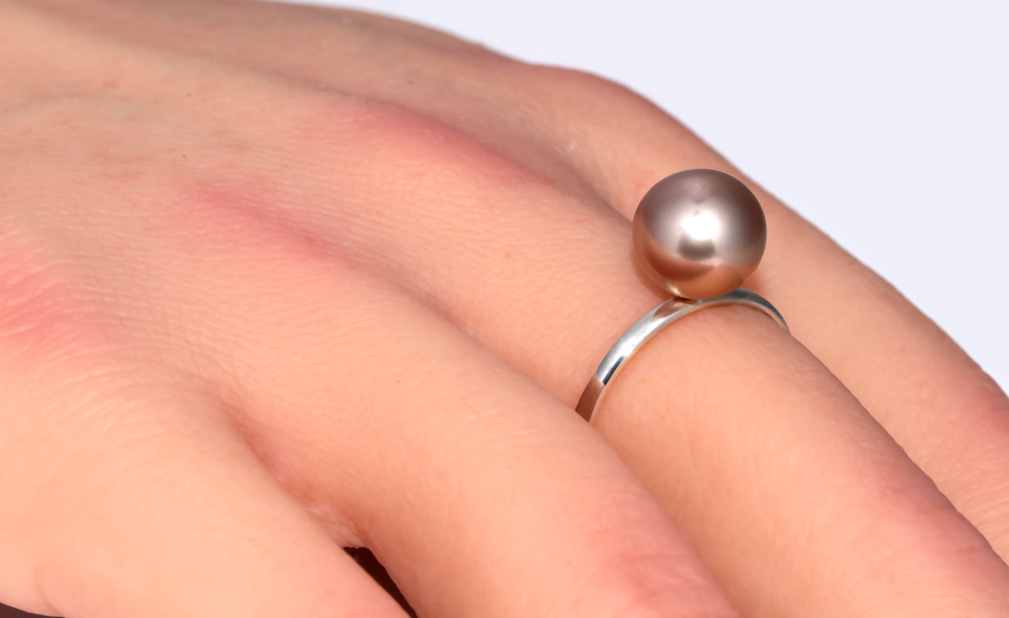 Sterling Silver Ring With Round Lavender Pearl