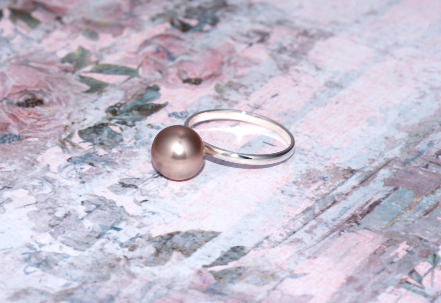 Sterling Silver Ring With Round Lavender Pearl