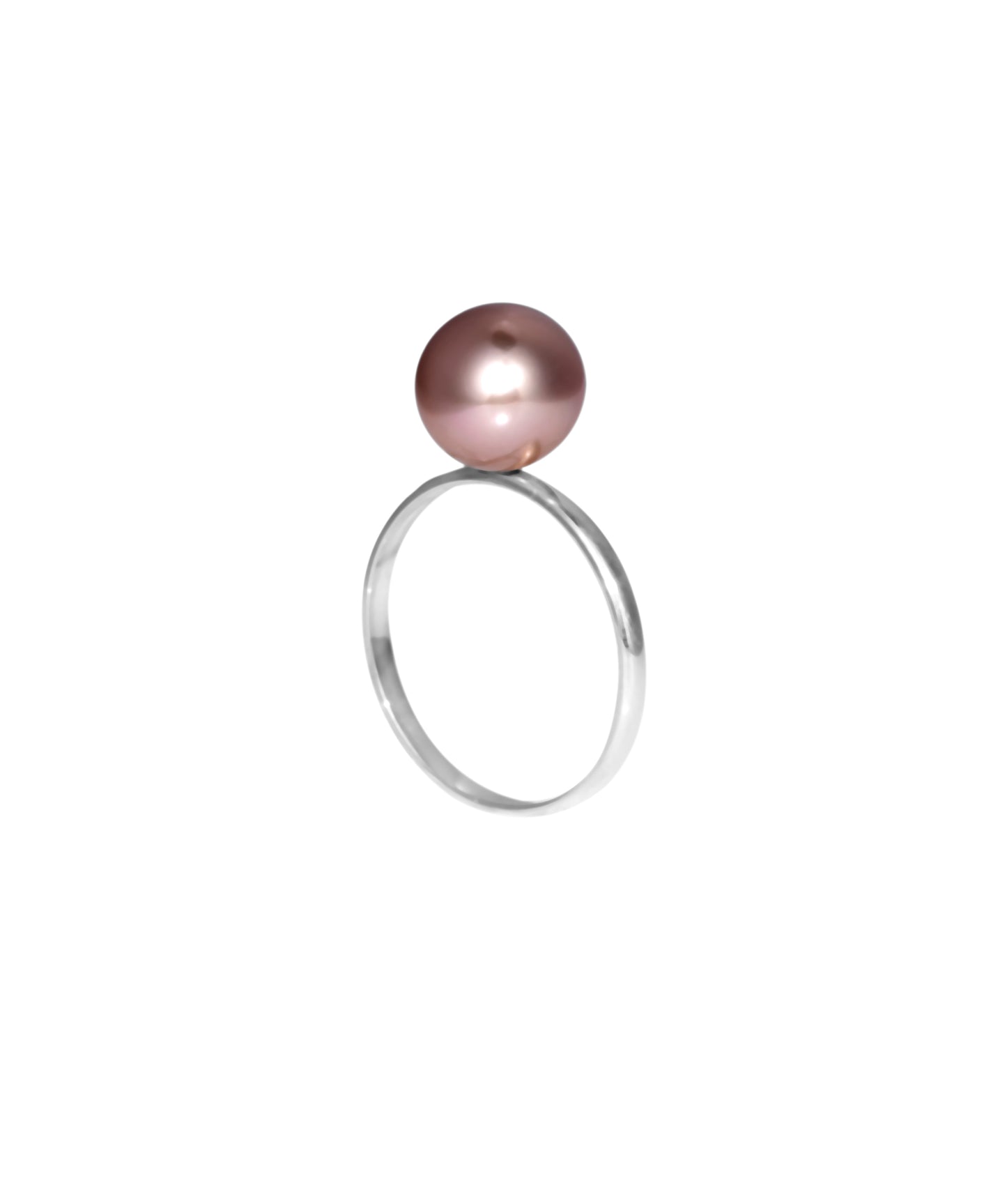 Sterling Silver Ring With Round Lavender Pearl