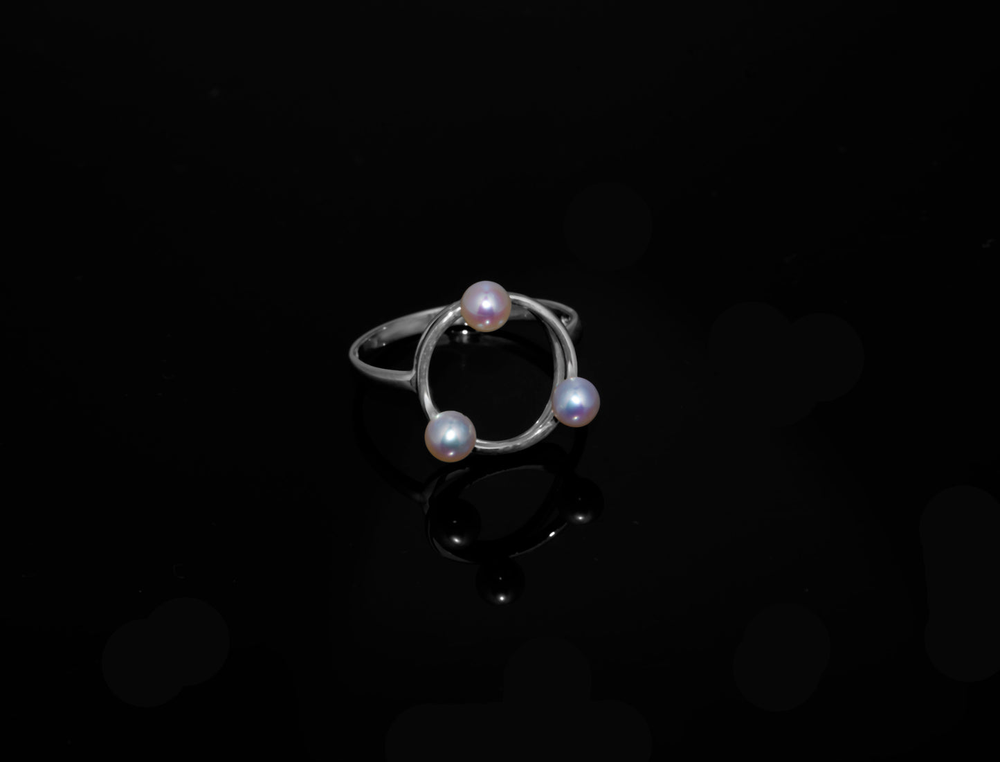 Sterling Silver Hoop Ring With Pearls