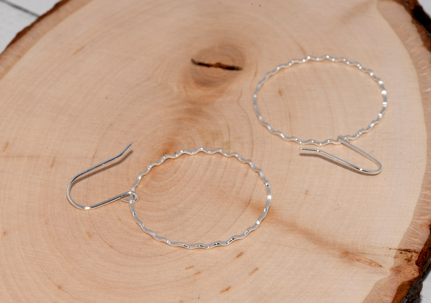 Sterling Silver Corrugated Hoop Earrings