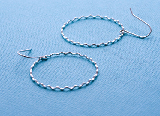 Sterling Silver Corrugated Hoop Earrings