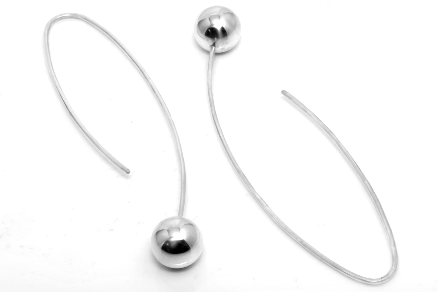 Sterling Silver Ball on a Thread Wire Earrings